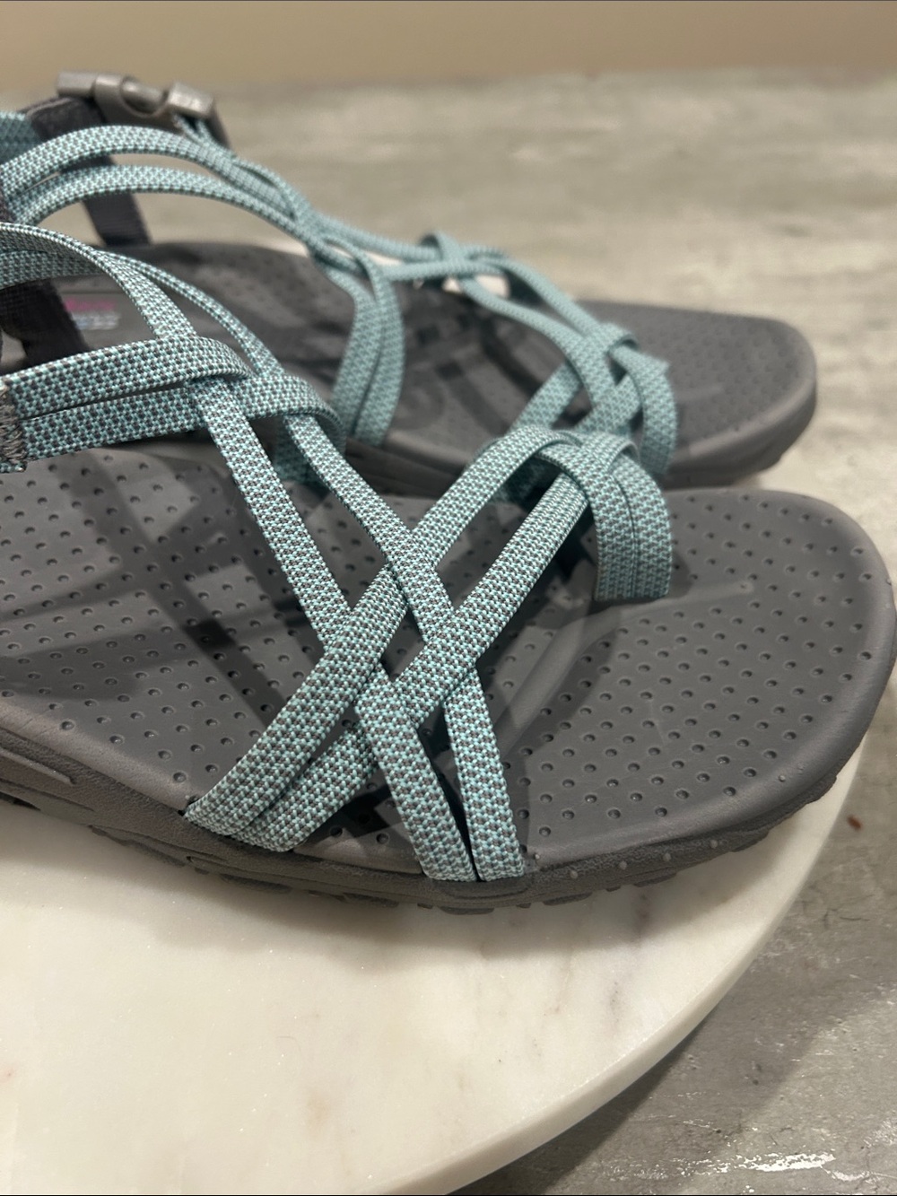 Skechers Women's Strappy Sandals - Light Teal and Grayr W-10 - Picture 10 of 12